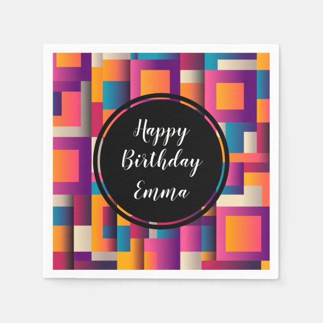 Färgfulla Abstrakter Kvadratisk och figuranpassad Pappersservett (Framsidan)