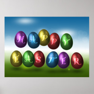 Färgfulla ägg från Glad påsk Poster