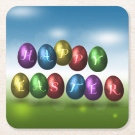 Färgfulla ägg från Glad påsk Underlägg Papper Kvadrat