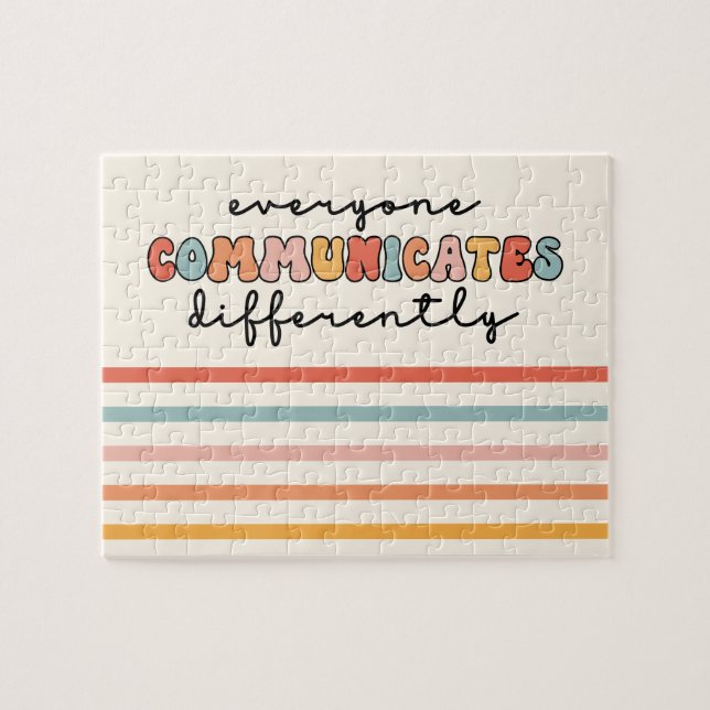 Färgfulla alla kommunicerar på olika sätt pussel (Horisontell)