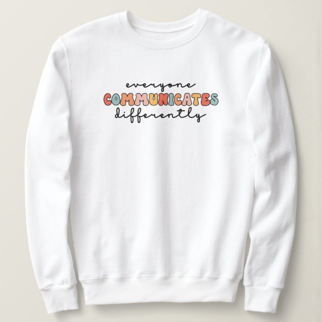 Färgfulla alla kommunicerar på olika sätt t shirt (Design framsida)