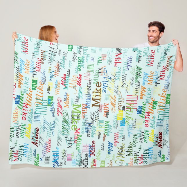 Färgfulla anpassade namn på Blek Blue Fleecefilt (På plats)