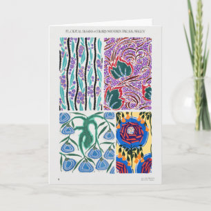 Färgfulla Art nouveau-grafikformsblommor Kort