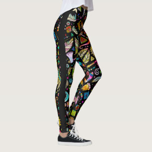 Färgfulla aztec-symboler Sömlösa Mönster Leggings