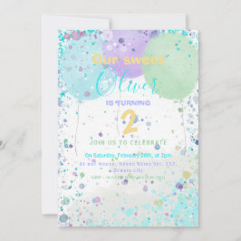 Färgfulla ballonger födelsedagsfest inbjudan