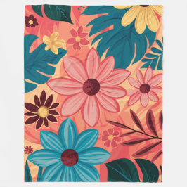 Färgfulla Blommigtar Bliss med varma tonbakgrunder Fleecefilt