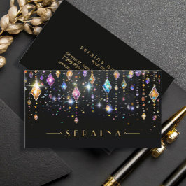 Färgfulla Boho Gems på svart ID1035 Visitkort