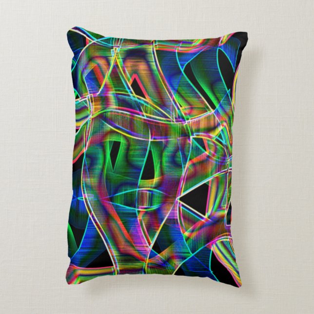 Färgfulla böjda band, markerade med relief prydnadskudde (Baksidan(Vertikal))