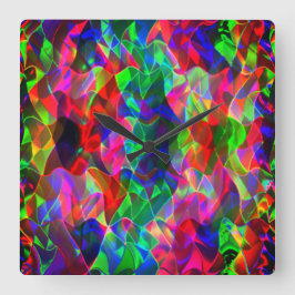 Färgfulla böjda trianglar eller färgader. fyrkantig klocka