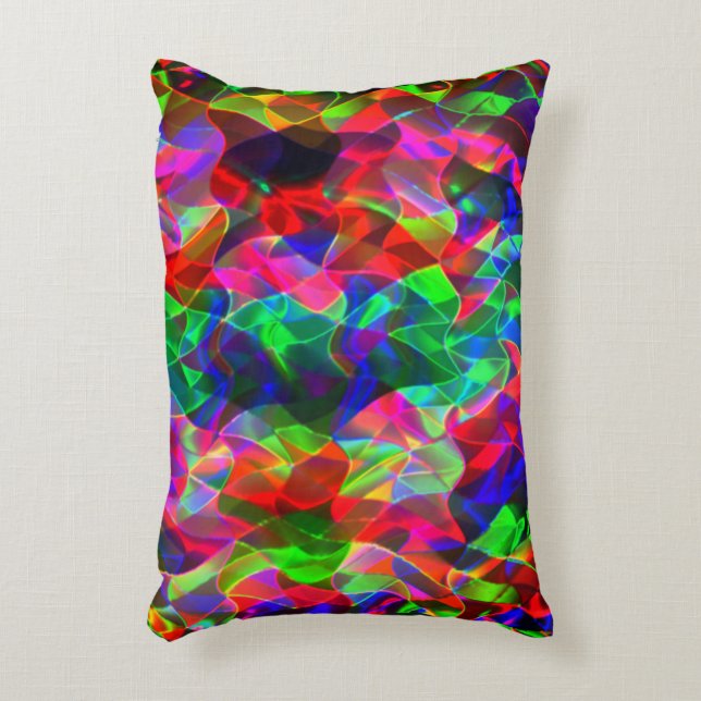 Färgfulla böjda trianglar eller färgader. prydnadskudde (Framsidan(Vertikal))