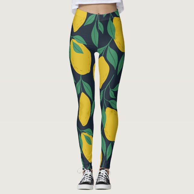 Färgfulla citroner: Hand plockade Vibrance. Leggings (Framsida)