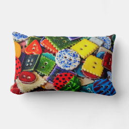 Färgfulla dekorativa knappar lumbarkudde