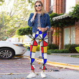 Färgfulla diagonala fyrkanter leggings