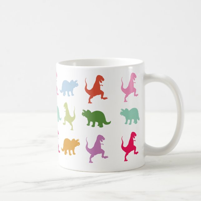Färgfulla dinosaurier Vita 325 ml Klassiskt Mugg (Höger)