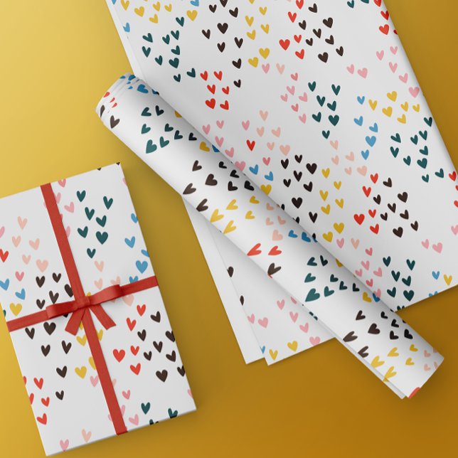 Färgfulla Doodle Hearts Valentine Day Presentpapper (Skapare uppladdad)