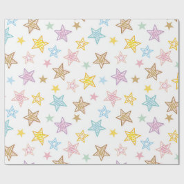 Färgfulla Doodle Stars Förslagning Papper Presentpapper