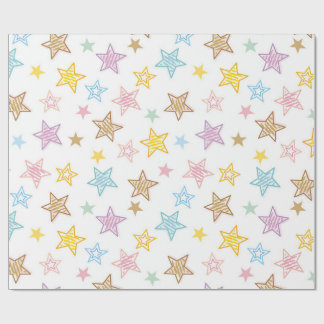 Färgfulla Doodle Stars Förslagning Papper Presentpapper