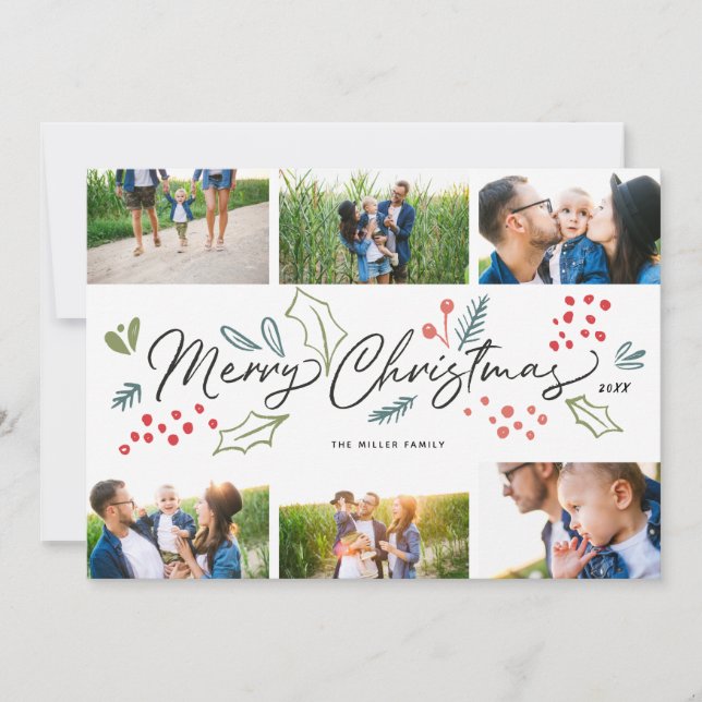Färgfulla dörrar God jul 6 Multi-Photo Julkort (Framsida)