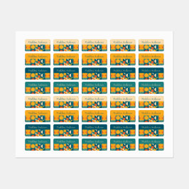 Färgfulla etiketter för retro Geometric Kids namn