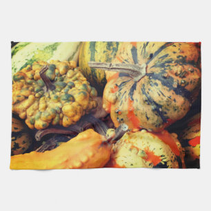 Färgfulla Finare Gourds Close Up Kökshandduk