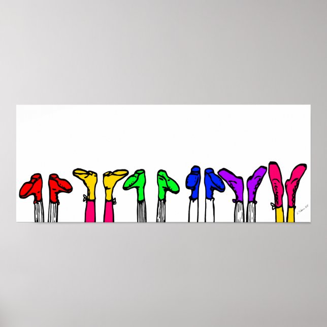 Färgfulla gamla fashioned Shoes Teckning Poster (Framsidan)