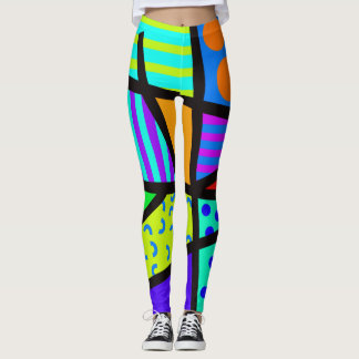 Färgfulla Geometric 80s Memphis Design Leggings
