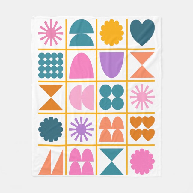 Färgfulla geometriska former Enkel modern design Fleecefilt (Framsidan)