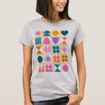 Färgfulla geometriska former Enkel modern design T Shirt<br><div class="desc">Den här roligten har ett enkelt rutnät fyllt med färgfulla geometriska former.</div>