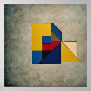 Färgfulla geometriska former på en konkret bakgrun poster