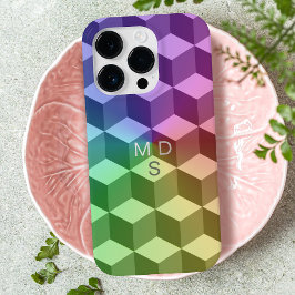 Färgfulla geometriska kuber Monogram iphone case