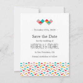 Färgfulla geometriska triangelhörn Spara datumet