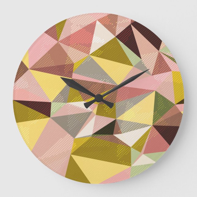 Färgfulla geometriska trianglar Abstrakt Struktur. Stor Klocka (Framsida)