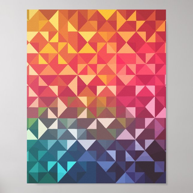 Färgfulla geometriska trianglar poster (Framsidan)