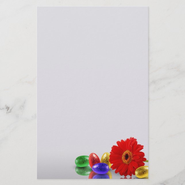 Färgfulla Glad påsk-ägg med Gerbera Brevpapper (Framsida)