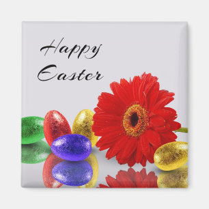 Färgfulla Glad påsk-ägg med Gerbera Magnet
