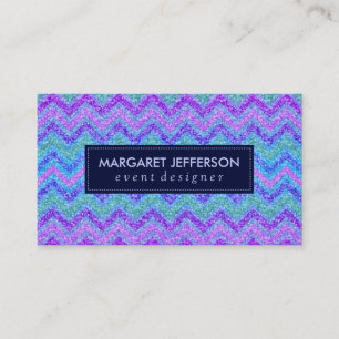 Färgfulla Glitter & Sparkles Zigzag Chevron Busine Visitkort