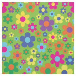 Färgfulla Hippie 70's Flowers Tyg