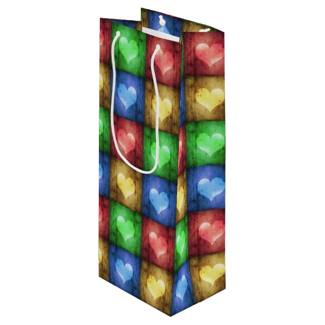 Färgfulla hjärtans dag Rustic Hearts (Framsidan Vinklad)