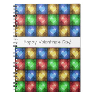 Färgfulla hjärtans dag Rustic Hearts Anteckningsbok