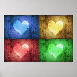 Färgfulla hjärtans dag Rustic Hearts Poster