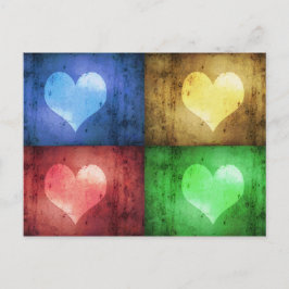 Färgfulla hjärtans dag Rustic Hearts Vykort