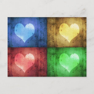 Färgfulla hjärtans dag Rustic Hearts Vykort