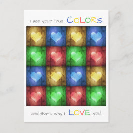 Färgfulla hjärtans dag Rustic Hearts Vykort