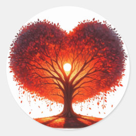 Färgfulla Hjärtformade Träd-stickers Runt Klistermärke