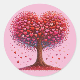 Färgfulla Hjärtformade Träd-stickers Runt Klistermärke
