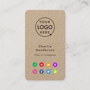 Färgfulla ikoner Social Media Rustic Kraft Logot Visitkort