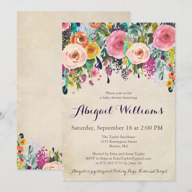 Färgfulla inbjudningar till babyvisningsprogram fö (Fram/baksida)