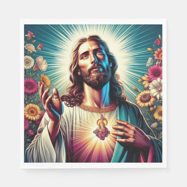 Färgfulla Jesus napkins! Pappersservett (Framsidan)
