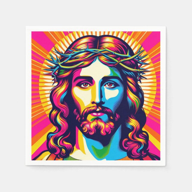 Färgfulla Jesus napkins! Pappersservett (Framsidan)
