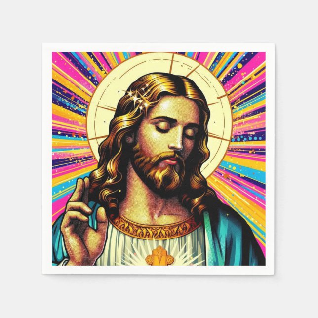 Färgfulla Jesus napkins! Pappersservett (Framsidan)